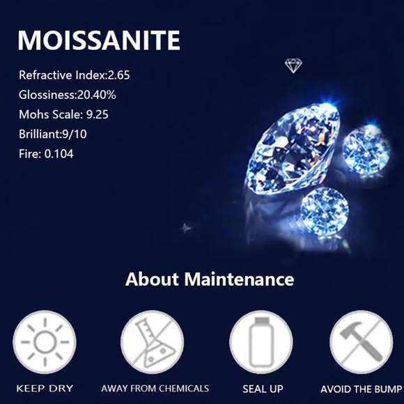 1CT Moissanite Pendant Platinum Plated Necklace - Picture 4 of 4